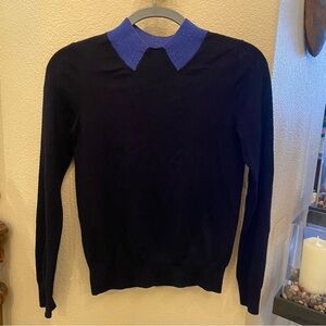 MARC By MARC JACOBS Women Navy w/ Blue Collar Wool Blend Sweater Size XS